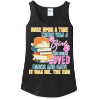 Cat And Books Girl Ladies Essential Tank