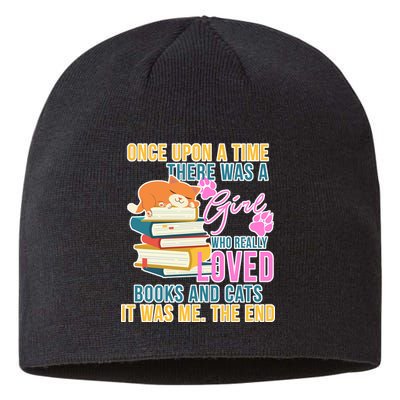 Cat And Books Girl Sustainable Beanie