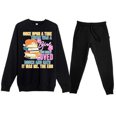 Cat And Books Girl Premium Crewneck Sweatsuit Set