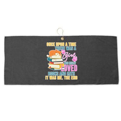 Cat And Books Girl Large Microfiber Waffle Golf Towel