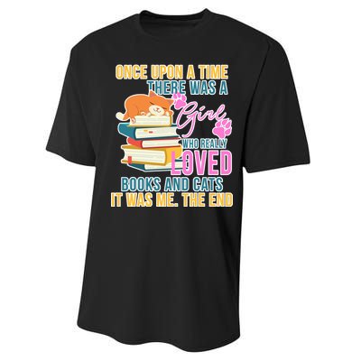 Cat And Books Girl Performance Sprint T-Shirt