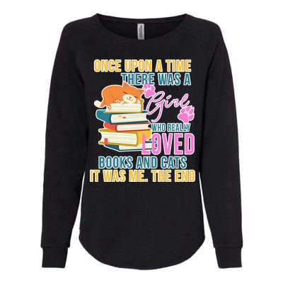 Cat And Books Girl Womens California Wash Sweatshirt