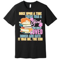 Cat And Books Girl Premium T-Shirt