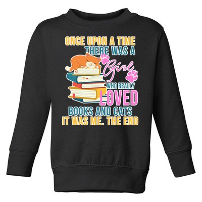 Cat And Books Girl Toddler Sweatshirt