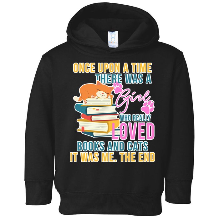 Cat And Books Girl Toddler Hoodie