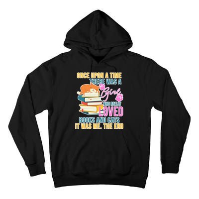 Cat And Books Girl Tall Hoodie