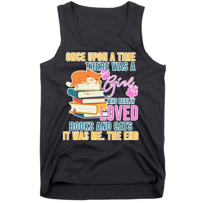 Cat And Books Girl Tank Top