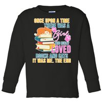 Cat And Books Girl Toddler Long Sleeve Shirt