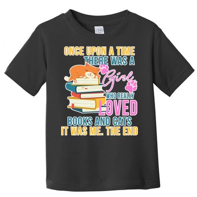 Cat And Books Girl Toddler T-Shirt