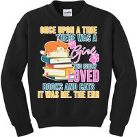 Cat And Books Girl Kids Sweatshirt