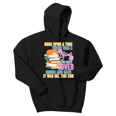 Cat And Books Girl Kids Hoodie