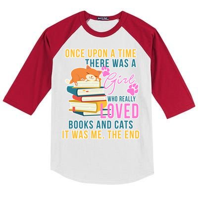 Cat And Books Girl Kids Colorblock Raglan Jersey