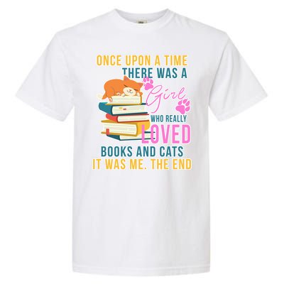 Cat And Books Girl Garment-Dyed Heavyweight T-Shirt