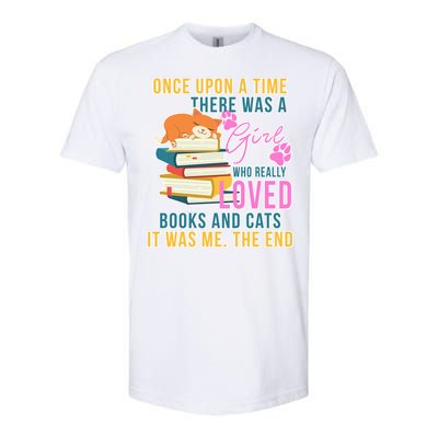 Cat And Books Girl Softstyle CVC T-Shirt