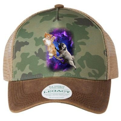 Cat And Pug In Space Legacy Tie Dye Trucker Hat