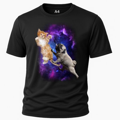 Cat And Pug In Space Performance Shirt