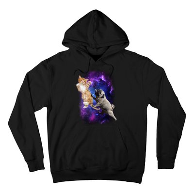 Cat And Pug In Space Hoodie