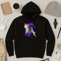 Cat And Pug In Space Hoodie