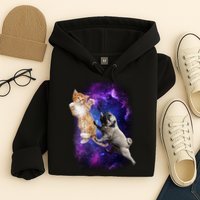 Cat And Pug In Space Hoodie