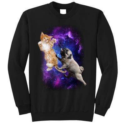Cat And Pug In Space Sweatshirt