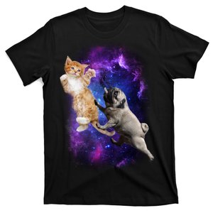 Cat And Pug In Space T-Shirt