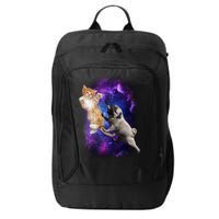 Cat And Pug In Space City Backpack