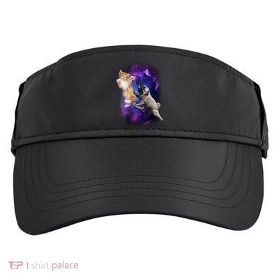 Cat And Pug In Space Adult Drive Performance Visor