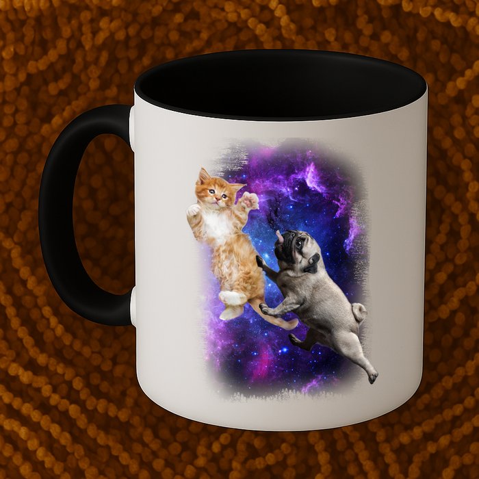 Cat And Pug In Space Mug