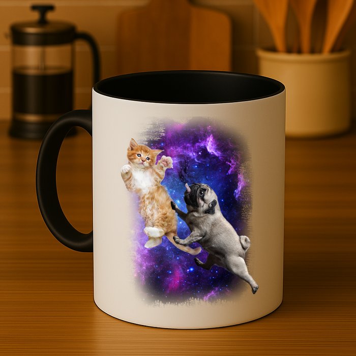 Cat And Pug In Space Mug