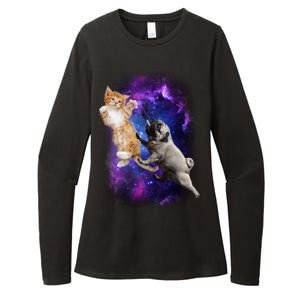 Cat And Pug In Space Womens CVC Long Sleeve Shirt