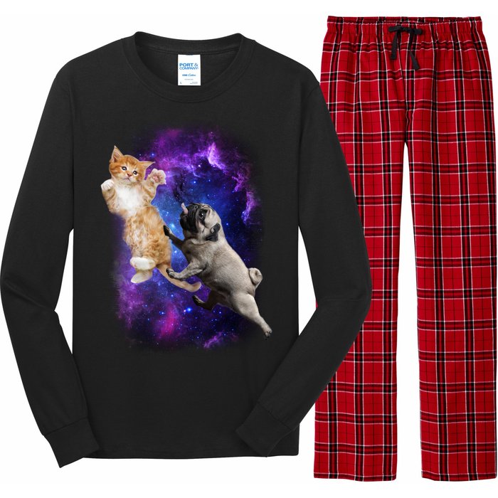 Cat And Pug In Space Long Sleeve Pajama Set