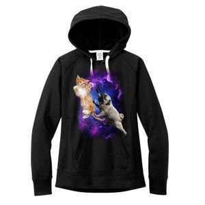 Cat And Pug In Space Women's Fleece Hoodie