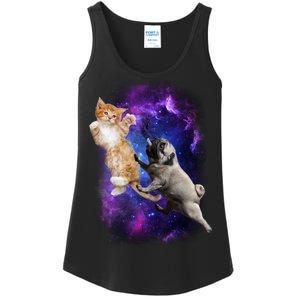 Cat And Pug In Space Ladies Essential Tank