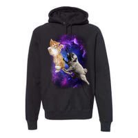 Cat And Pug In Space Premium Hoodie