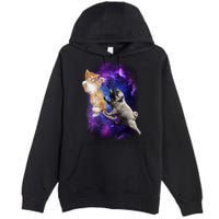 Cat And Pug In Space Premium Pullover Hoodie