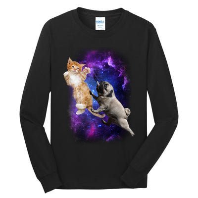 Cat And Pug In Space Tall Long Sleeve T-Shirt
