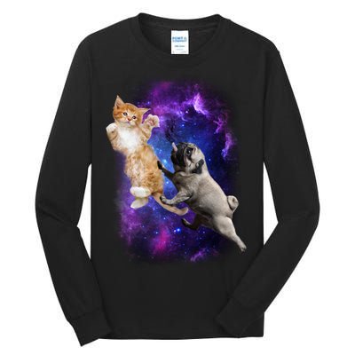 Cat And Pug In Space Tall Long Sleeve T-Shirt