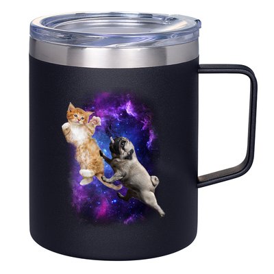 Cat And Pug In Space 12oz Stainless Steel Coffee Mug