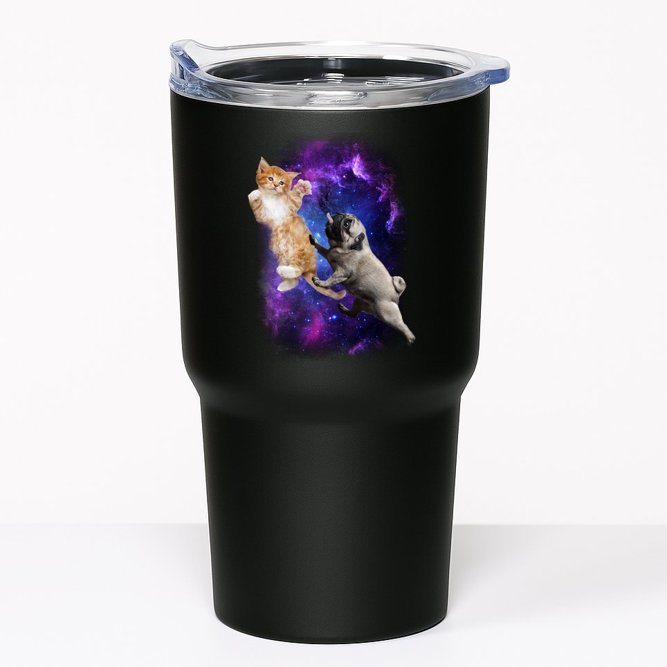 Cat And Pug In Space Tumbler