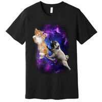 Cat And Pug In Space Premium T-Shirt
