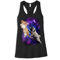 Cat And Pug In Space Women's Racerback Tank