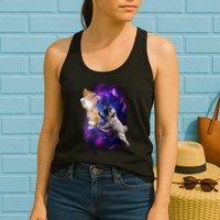 Cat And Pug In Space Womens Tank Top