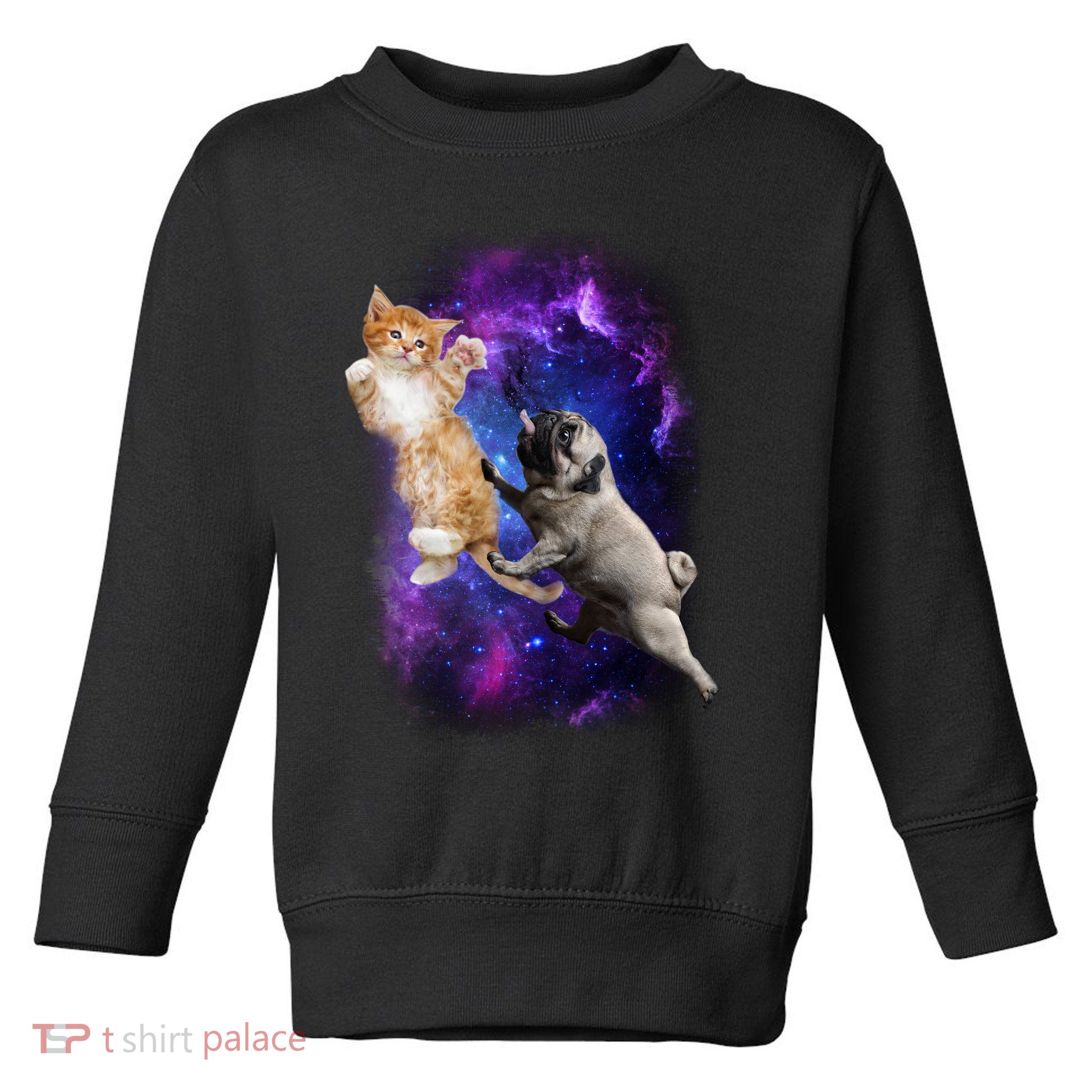 Cat And Pug In Space Toddler Sweatshirt