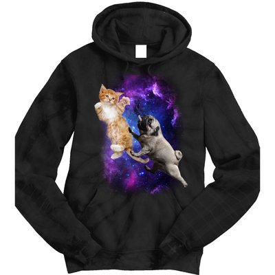 Cat And Pug In Space Tie Dye Hoodie