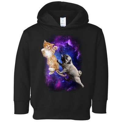 Cat And Pug In Space Toddler Hoodie
