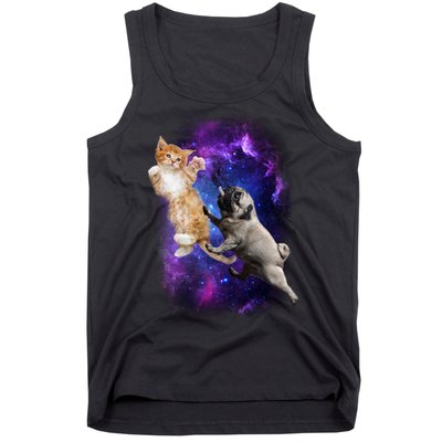 Cat And Pug In Space Tank Top