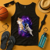 Cat And Pug In Space Tank Top