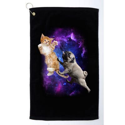 Cat And Pug In Space Golf Towel