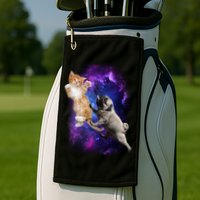 Cat And Pug In Space Golf Towel