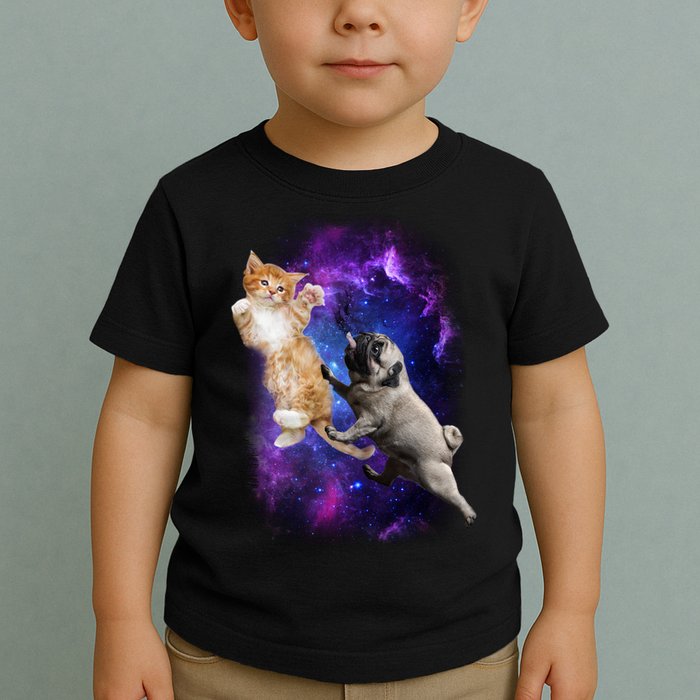 Cat And Pug In Space Toddler T-Shirt